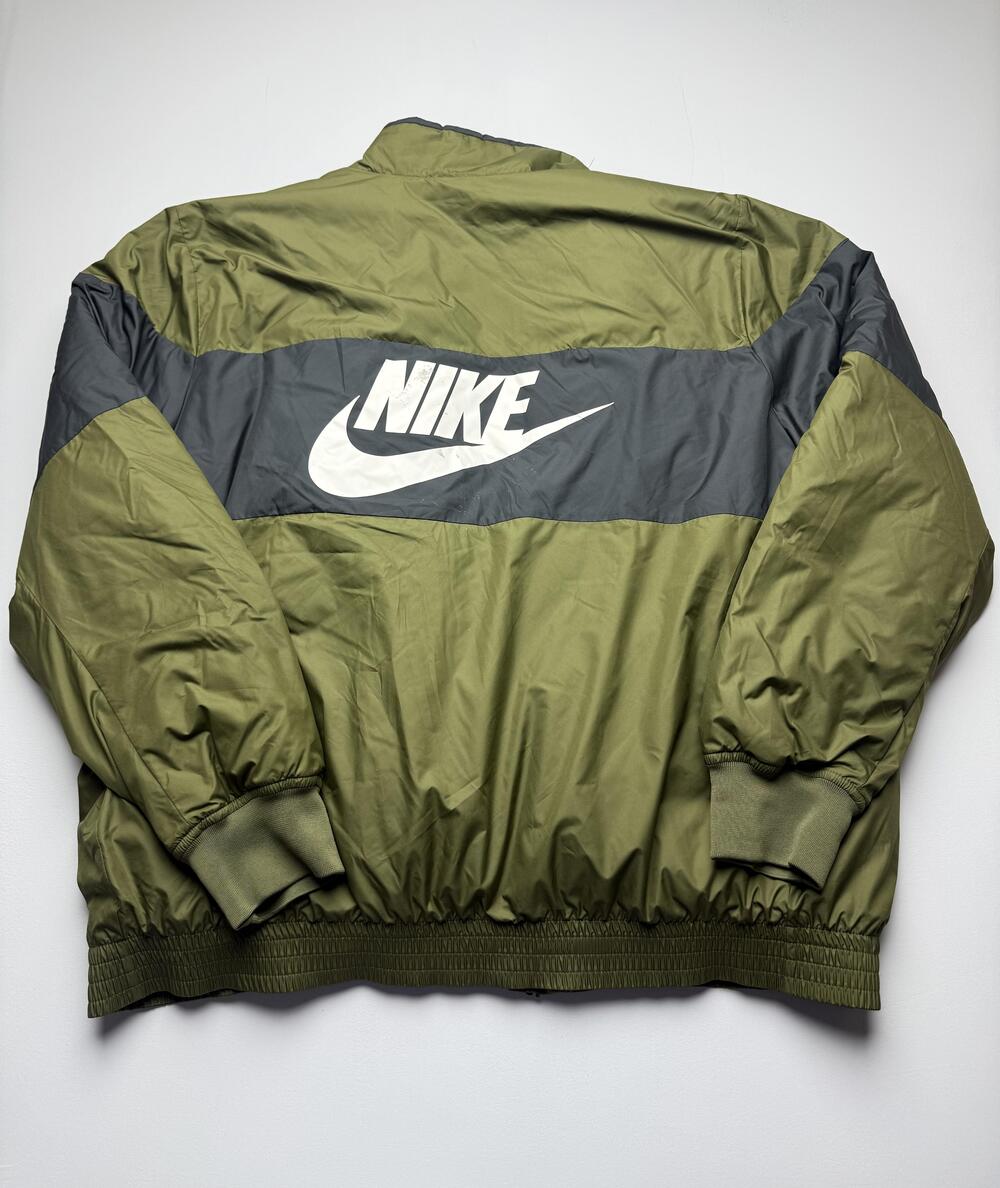 Nike Jacket Mens 2XL Green Gray Full Zip Windbreaker Colorblock Athletic